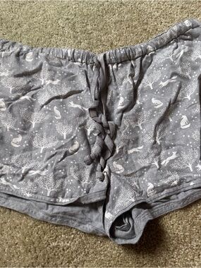 LOFT Gray Printed Tie-Front Lounge Shorts